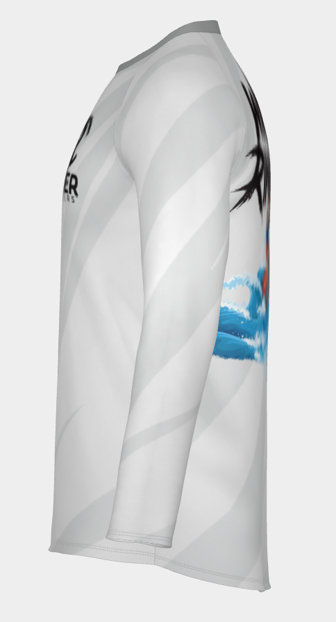 #6 Wave Ripper Long Sleeve Shirt Design 100% Polyester Dry fit Sublimation Printed Gray strips