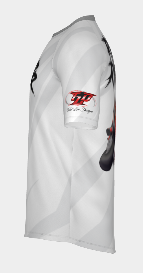 #8 GP Ripper Road Racer Look Back Short Sleeve Shirt Design 100% Polyester Dry fit Sublimation Printed Gray Strips