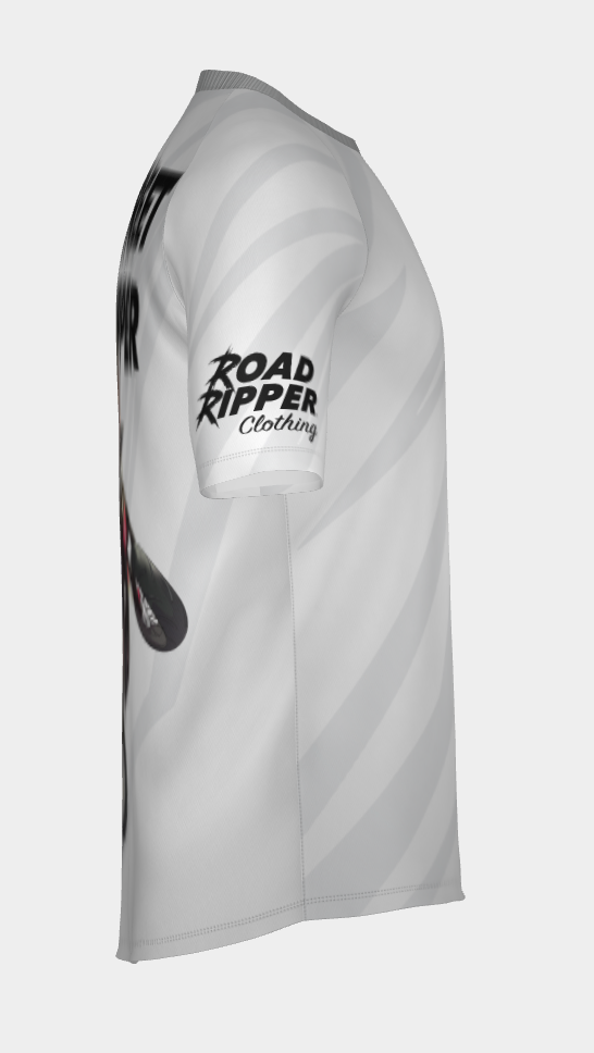 #13 Street Ripper Short Sleeve Surron wheelie Dry fit Shirt 100% Polyester Sublimation Printed silver strips