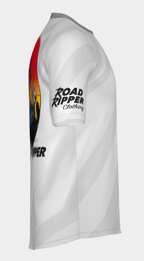 #12 Short Sleeve Surron wheelie Dry fit Shirt 100% Polyester Sublimation Printed silver strips