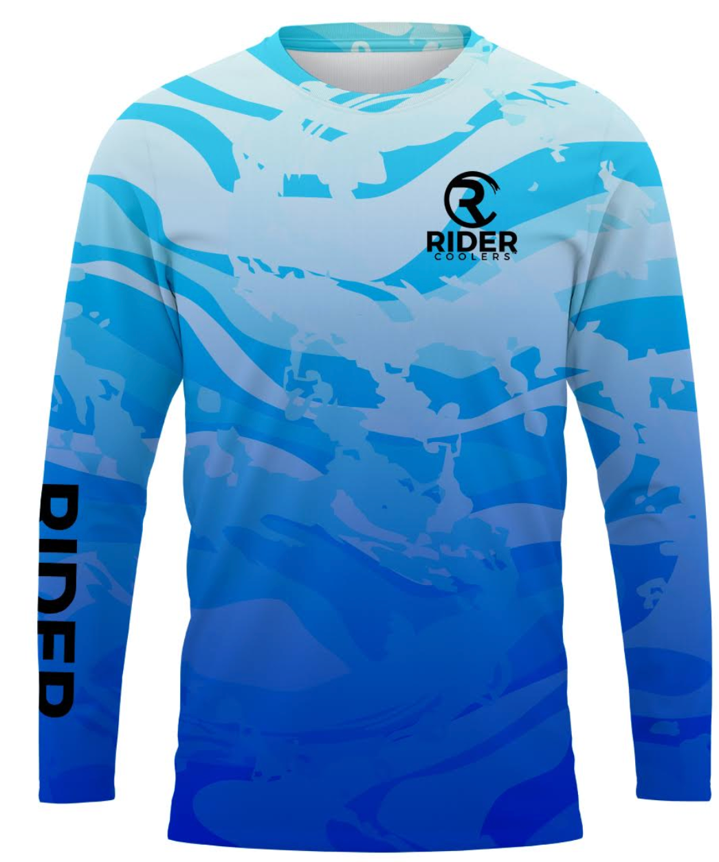 #29 Wave Ripper Long Sleeve Shirt Design 100% Polyester Dry fit Sublimation Printed Blue Grunge