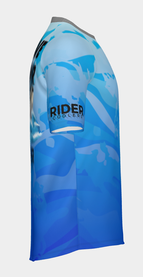 #30 Rider Coolers, Wave Ripper Short Sleeve Blue Shirt Design 100% Polyester Dry fit Sublimation Printed