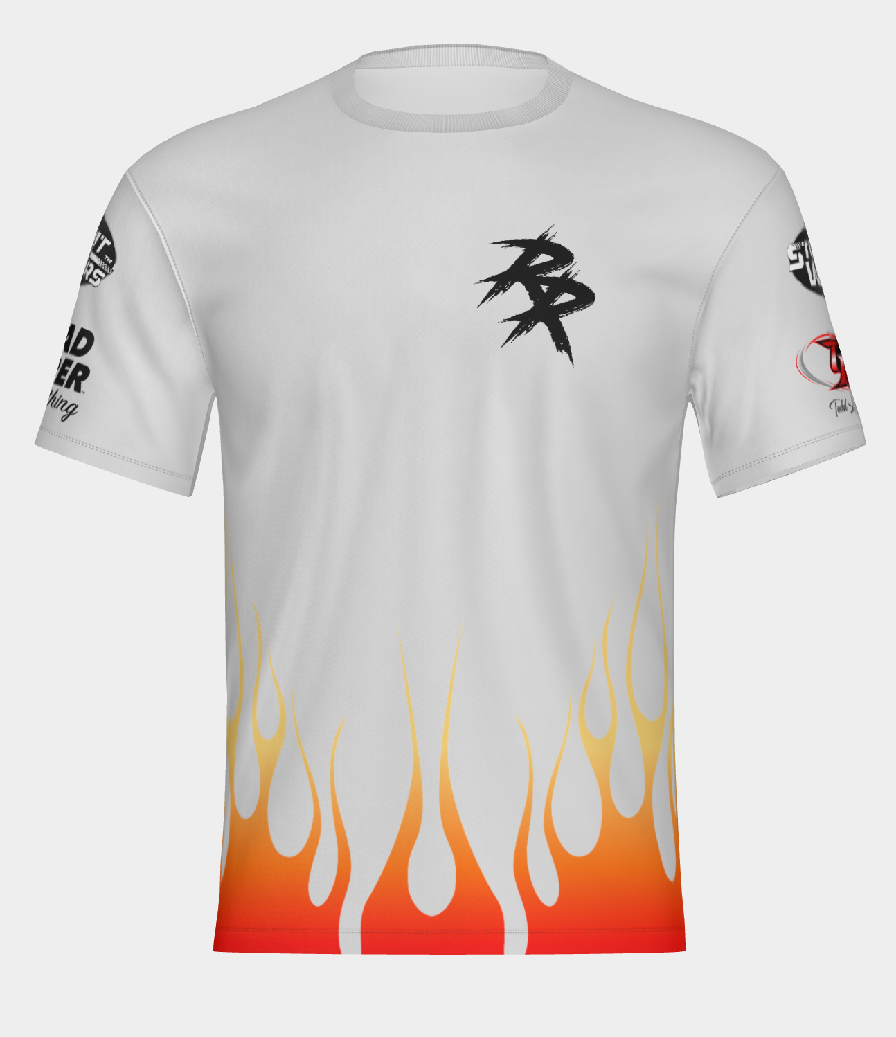 #26 High Chair flame Road Ripper Short Sleeve Shirt Design 100% Polyester Dry fit Sublimation Printed light silver
