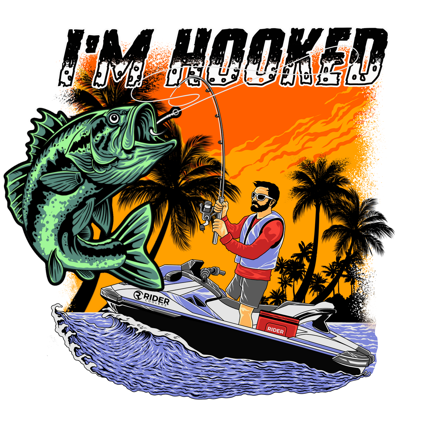 #23 I'm hooked Blue Long Sleeve Shirt Design 100% Polyester Dry fit Sublimation Printed Blue strips