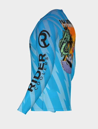 #23 I'm hooked Blue Long Sleeve Shirt Design 100% Polyester Dry fit Sublimation Printed Blue strips