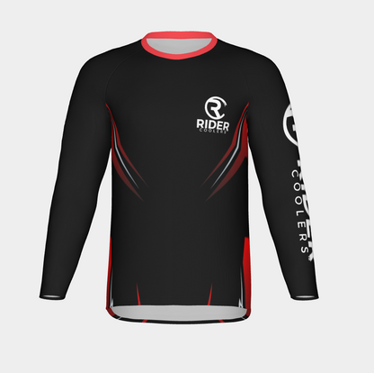 #2 I'm hooked Long Sleeve Shirt Design 100% Polyester Dry fit Sublimation Printed Black/Red strips