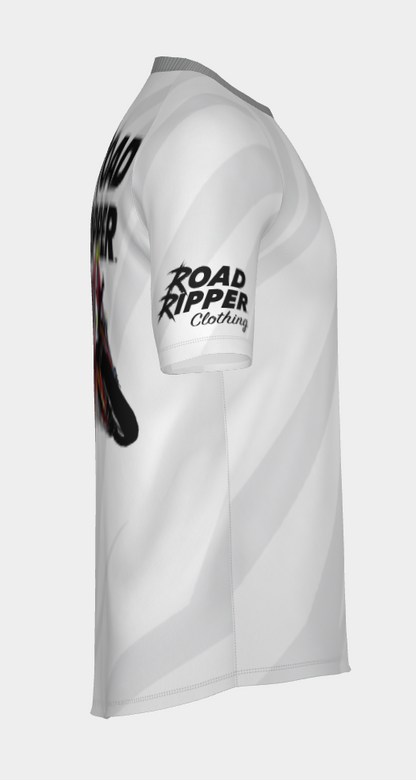 #9 Moto GP Ripper Road Racer Short Sleeve Shirt Design 100% Polyester Dry fit Sublimation Printed Gray Strips