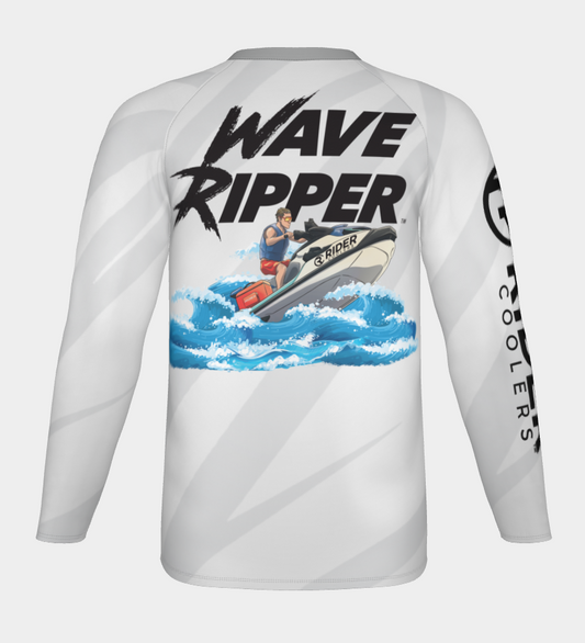 #6 Wave Ripper Long Sleeve Shirt Design 100% Polyester Dry fit Sublimation Printed Gray strips
