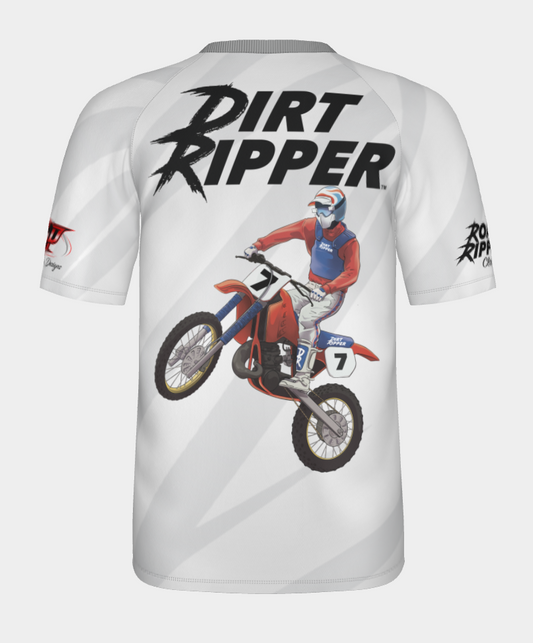 #7 Dirt Ripper Short Sleeve Shirt Design 100% Polyester Dry fit Sublimation Printed Gray Strips