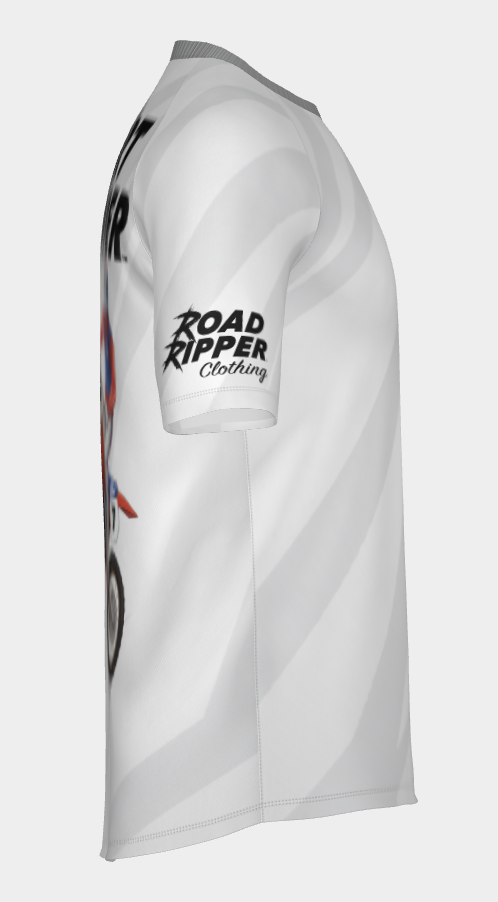 #7 Dirt Ripper Short Sleeve Shirt Design 100% Polyester Dry fit Sublimation Printed Gray Strips