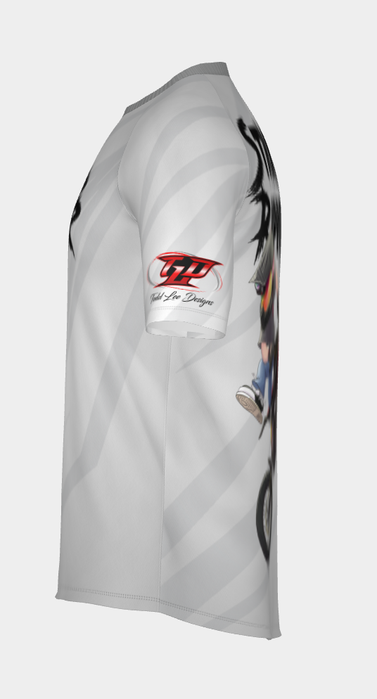 #13 Street Ripper Short Sleeve Surron wheelie Dry fit Shirt 100% Polyester Sublimation Printed silver strips