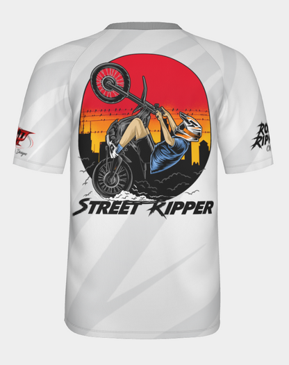 #12 Short Sleeve Surron wheelie Dry fit Shirt 100% Polyester Sublimation Printed silver strips