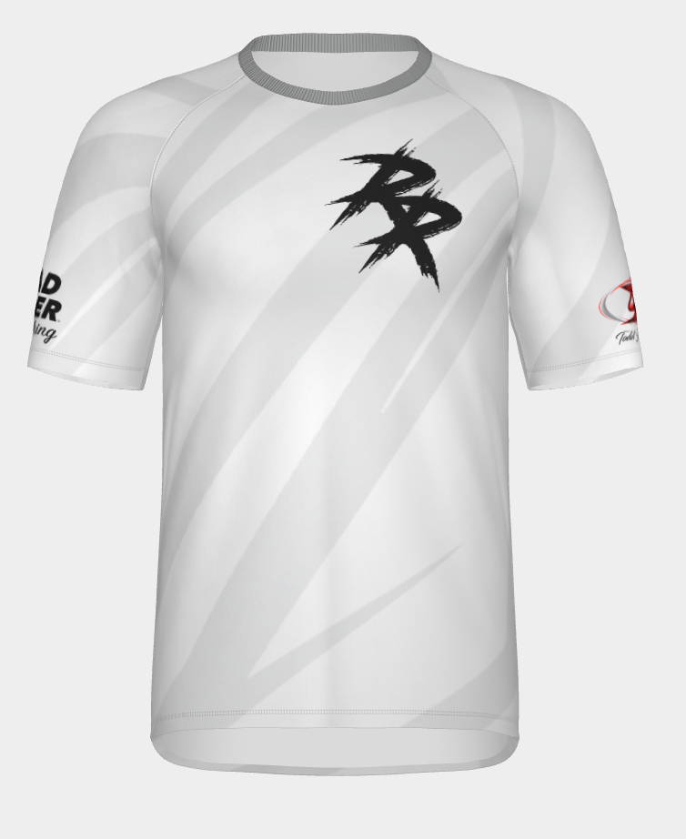 #12 Short Sleeve Surron wheelie Dry fit Shirt 100% Polyester Sublimation Printed silver strips