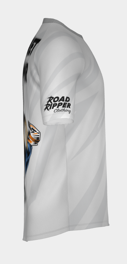 #15 Street Ripper Short Sleeve Mason Surron 12 o'clock wheelie Dry fit Shirt 100% Polyester Sublimation Printed silver strips