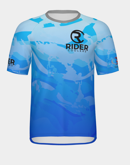 #30 Rider Coolers, Wave Ripper Short Sleeve Blue Shirt Design 100% Polyester Dry fit Sublimation Printed