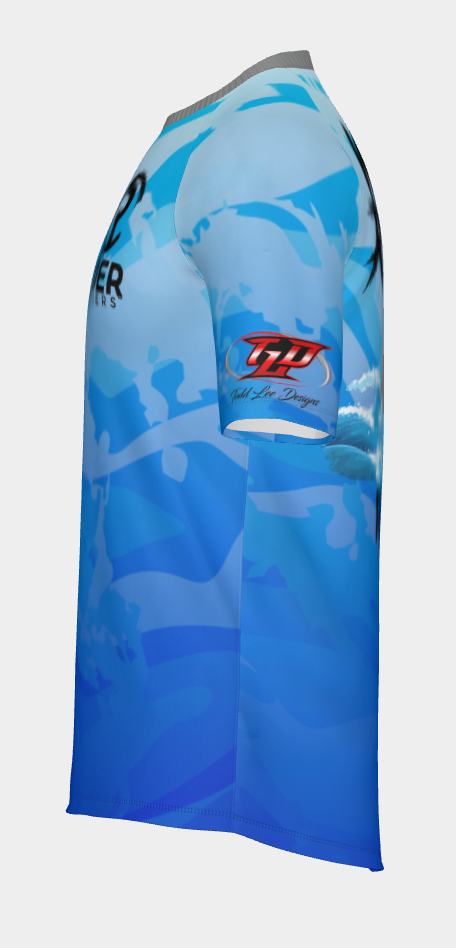 #30 Rider Coolers, Wave Ripper Short Sleeve Blue Shirt Design 100% Polyester Dry fit Sublimation Printed