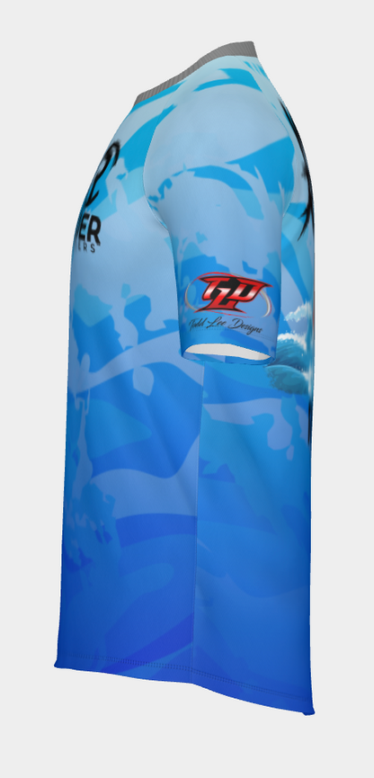 #30 Rider Coolers, Wave Ripper Short Sleeve Blue Shirt Design 100% Polyester Dry fit Sublimation Printed