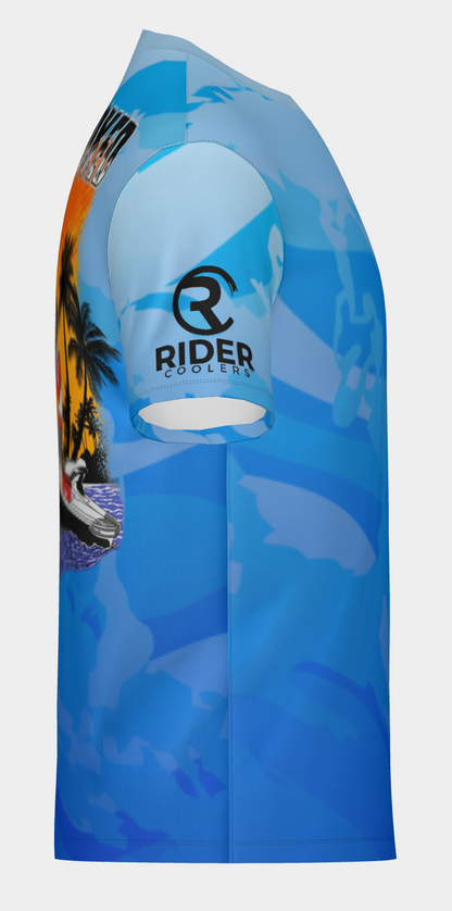 #27 Rider Coolers, American Flag Bass Short Sleeve Shirt Design 100% Polyester Dry fit Sublimation Printed